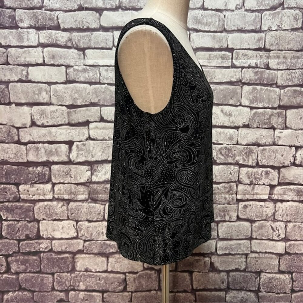 Chico's Travelers Black & Silver Sleeveless Blouse Size XL - Picture 6 of 7